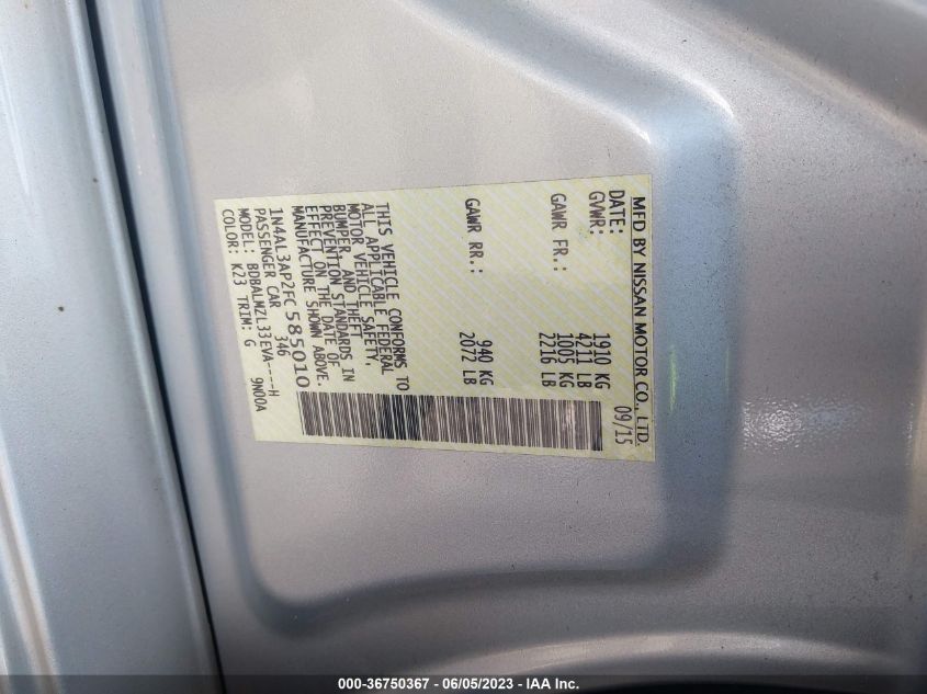 2015 NISSAN ALTIMA 2.5 SV - 1N4AL3AP2FC585010