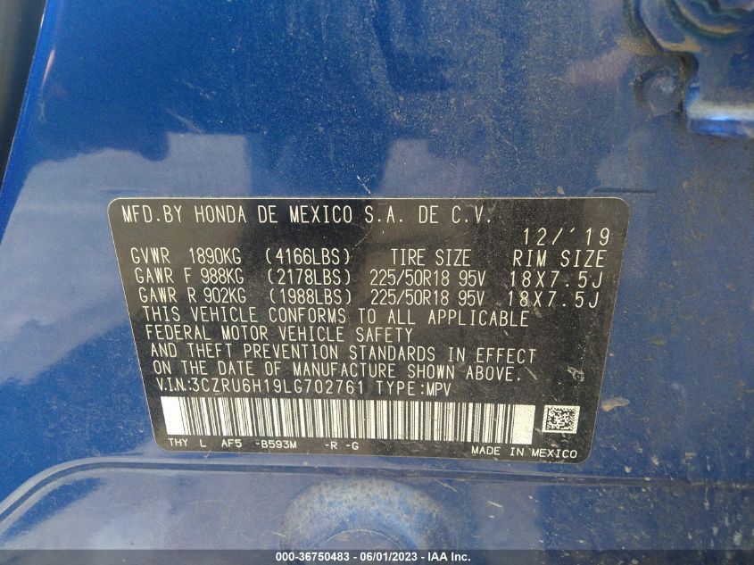 2020 HONDA HR-V SPORT - 3CZRU6H19LG702761