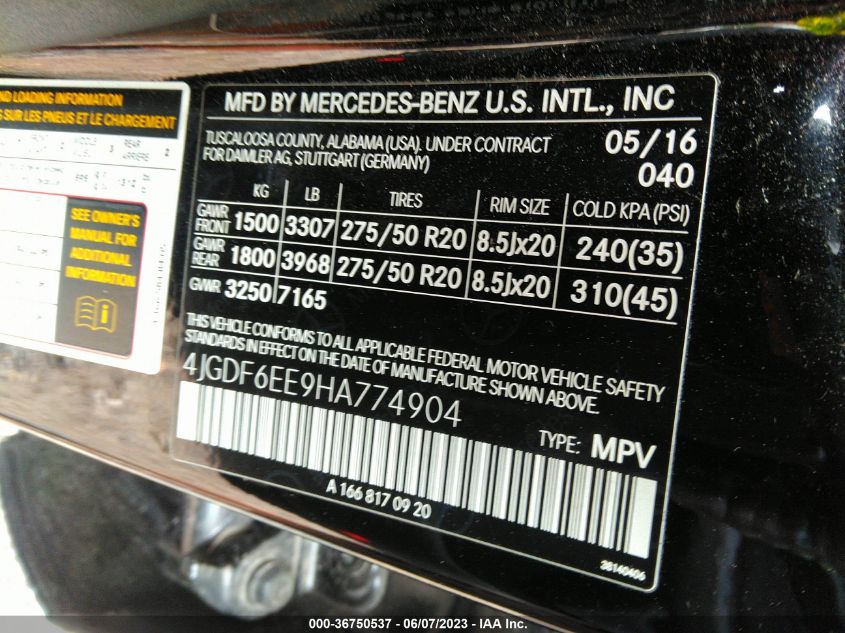2017 MERCEDES-BENZ GLS 450 4MATIC - 4JGDF6EE9HA774904