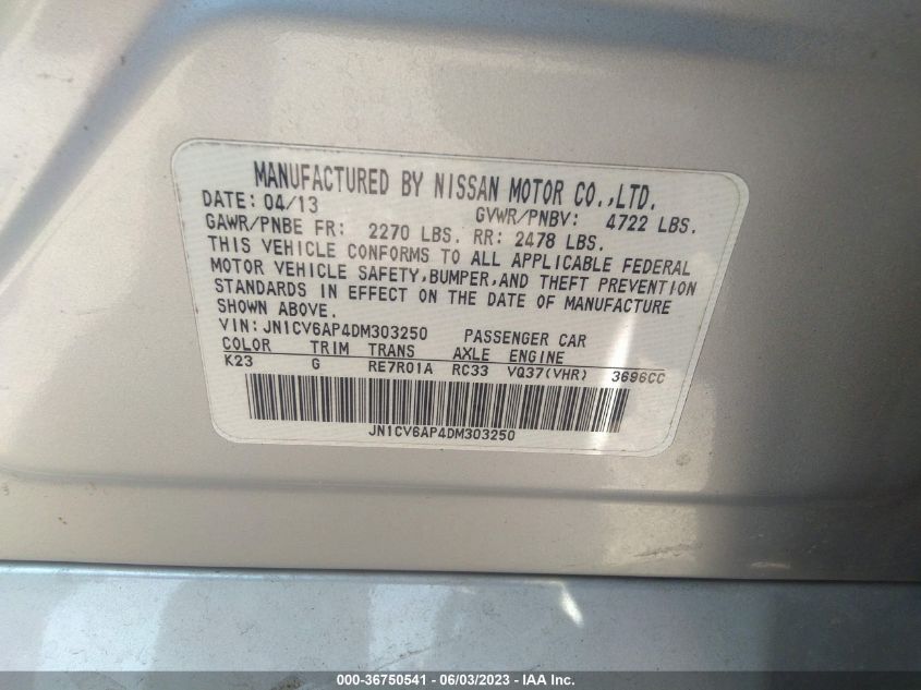 2013 INFINITI G37 SEDAN JOURNEY JN1CV6AP4DM303250