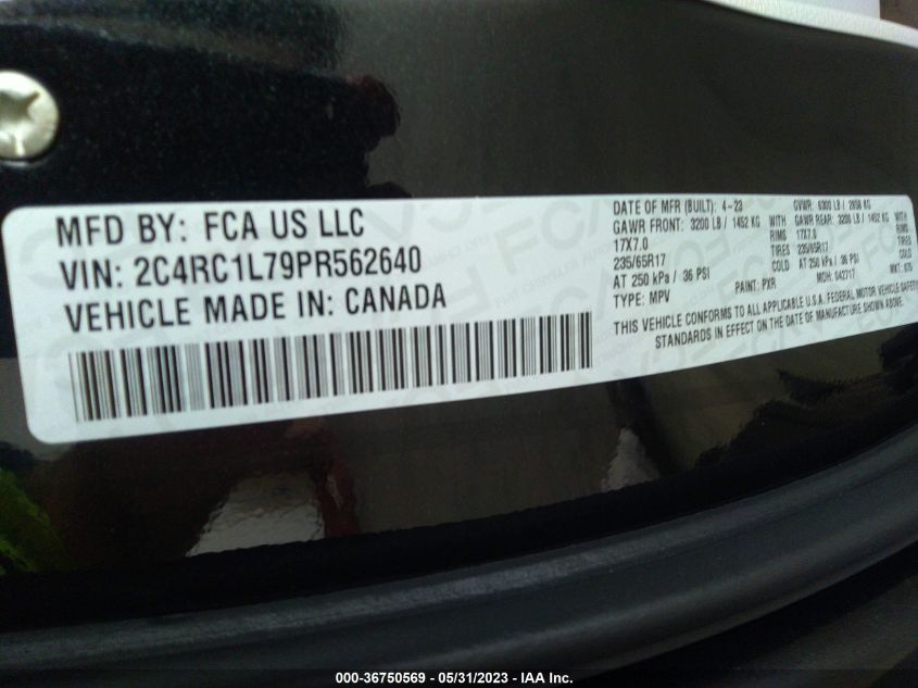2023 CHRYSLER PACIFICA HYBRID TOURING L - 2C4RC1L79PR562640