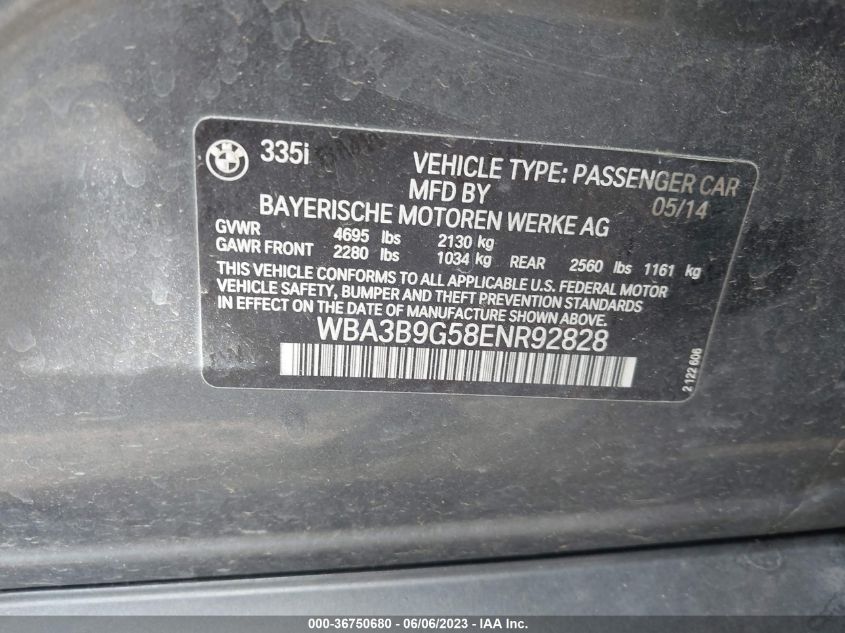 2014 BMW 3 SERIES 335I XDRIVE - WBA3B9G58ENR92828