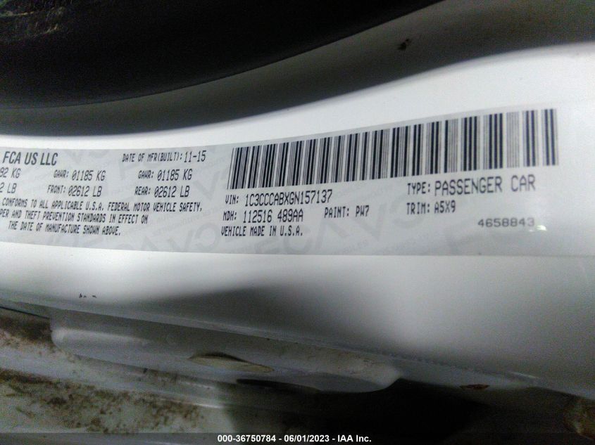 2016 CHRYSLER 200 LIMITED - 1C3CCCABXGN157137