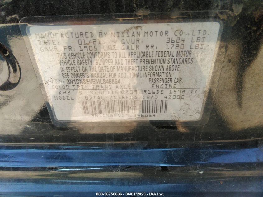 2021 NISSAN VERSA SV - 3N1CN8EV5ML846864