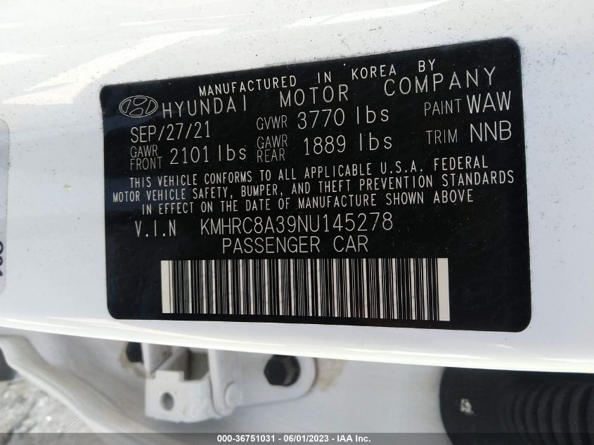 2022 HYUNDAI VENUE SEL - KMHRC8A39NU145278