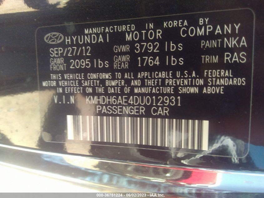 2013 HYUNDAI ELANTRA COUPE GS - KMHDH6AE4DU012931