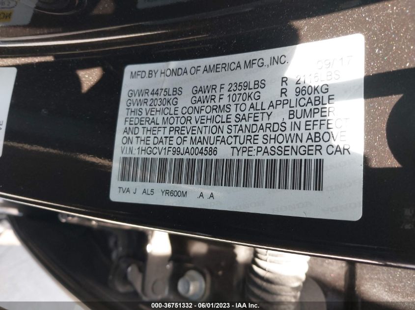 2018 HONDA ACCORD SEDAN TOURING 1.5T - 1HGCV1F99JA004586