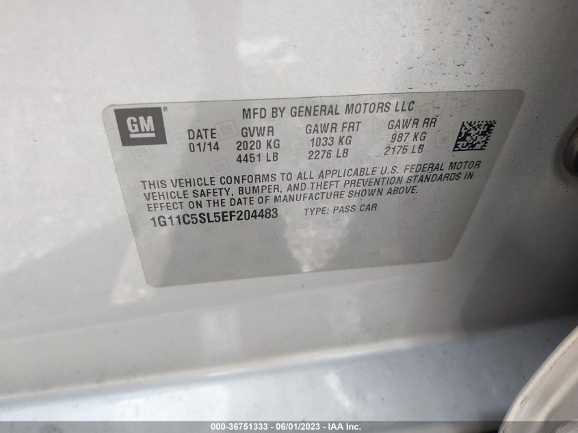 2014 CHEVROLET MALIBU LT - 1G11C5SL5EF204483