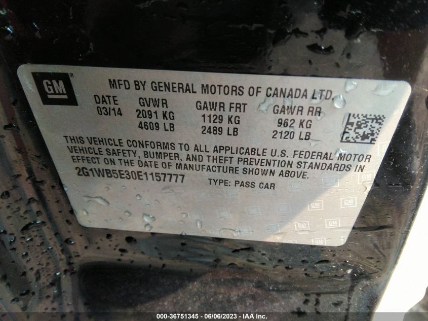 2014 CHEVROLET IMPALA LIMITED LT - 2G1WB5E30E1157777