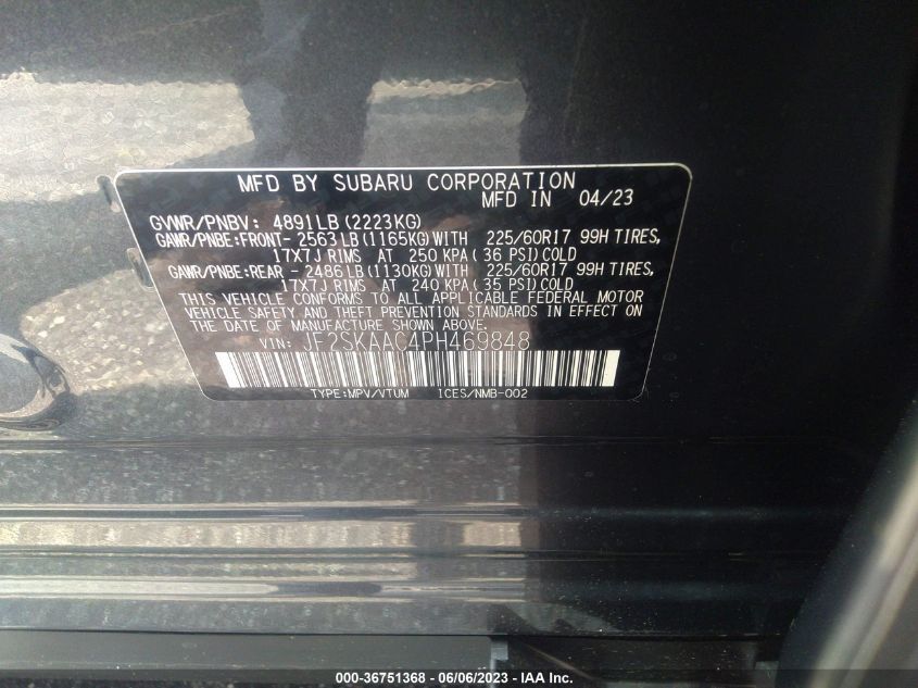 2023 SUBARU FORESTER - JF2SKAAC4PH469848