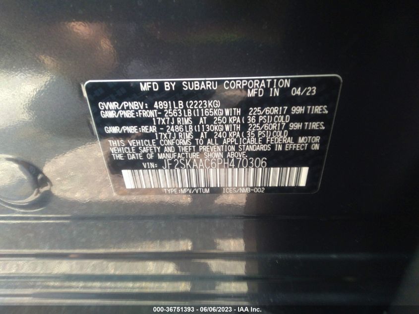 2023 SUBARU FORESTER - JF2SKAAC6PH470306