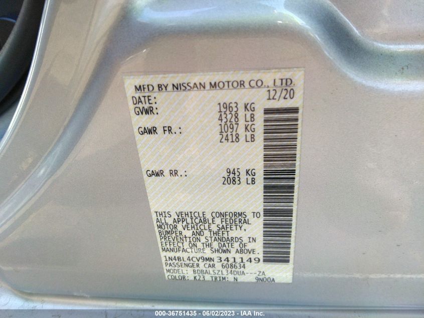 2021 NISSAN ALTIMA 2.5 SR - 1N4BL4CV9MN341149