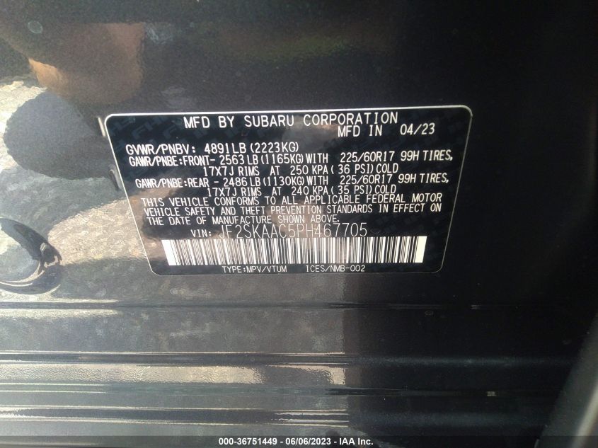 2023 SUBARU FORESTER - JF2SKAAC5PH467705