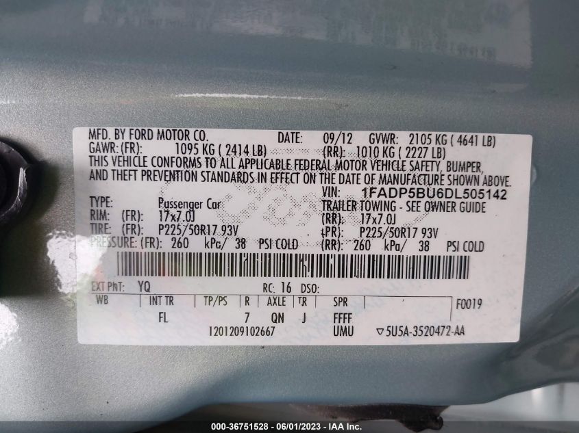 2013 FORD C-MAX HYBRID SEL - 1FADP5BU6DL505142