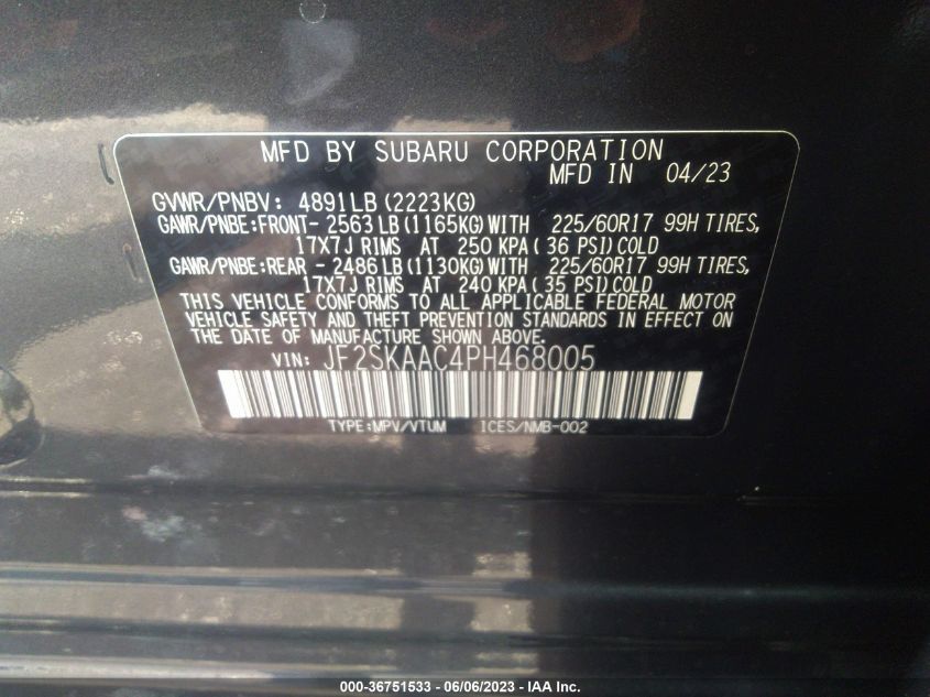 2023 SUBARU FORESTER - JF2SKAAC4PH468005