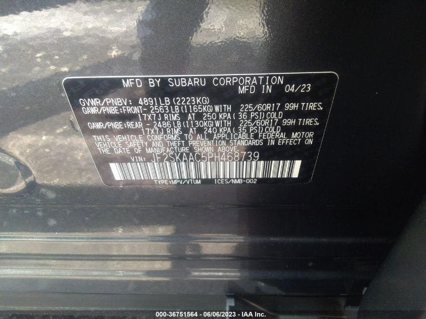 2023 SUBARU FORESTER - JF2SKAAC5PH468739