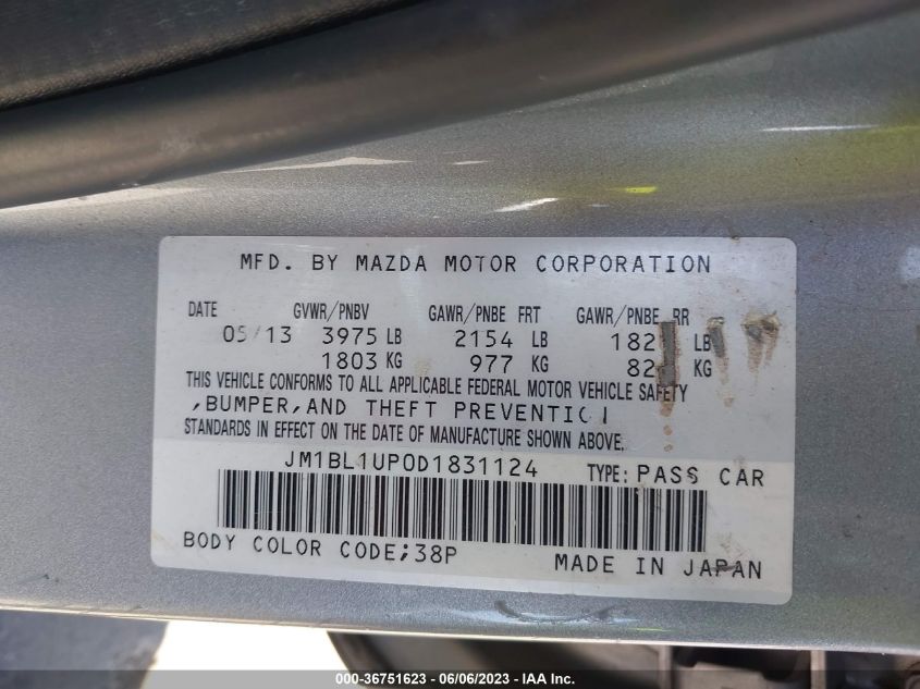 2013 MAZDA MAZDA3 I SPORT - JM1BL1UP0D1831124