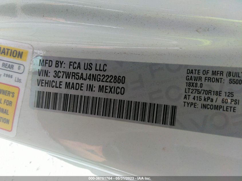 2022 RAM 2500 TRADESMAN - 3C7WR5AJ4NG222860