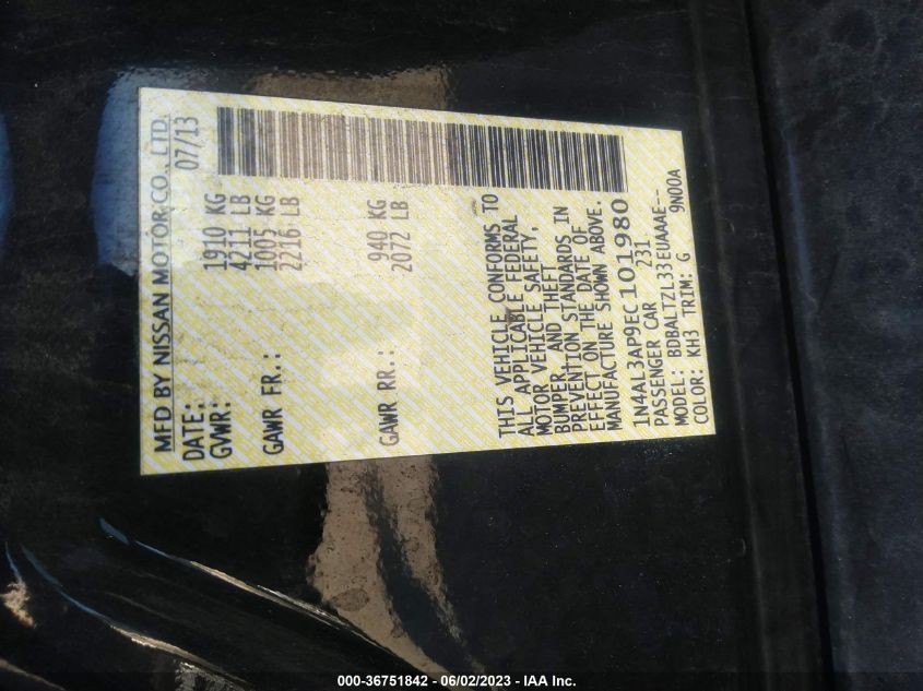 2014 NISSAN ALTIMA 2.5 SV - 1N4AL3AP9EC101980