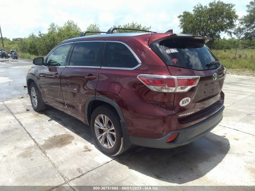 2015 TOYOTA HIGHLANDER XLE - 5TDJKRFH2FS099166
