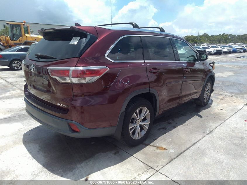 2015 TOYOTA HIGHLANDER XLE - 5TDJKRFH2FS099166
