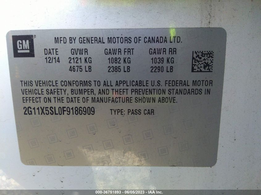 2015 CHEVROLET IMPALA LS - 2G11X5SL0F9186909