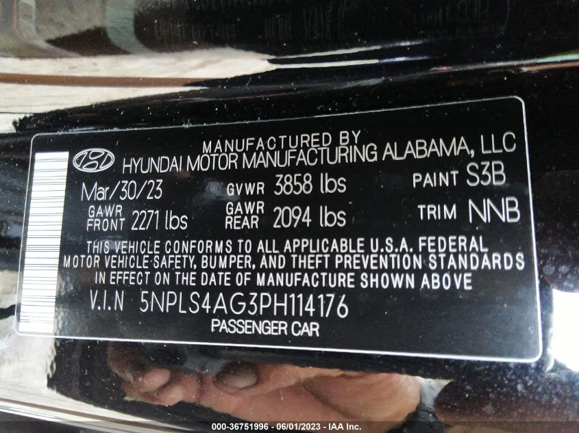 2023 HYUNDAI ELANTRA SEL - 5NPLS4AG3PH114176