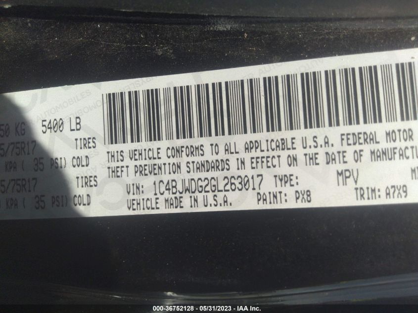 2016 JEEP WRANGLER UNLIMITED SPORT - 1C4BJWDG2GL263017