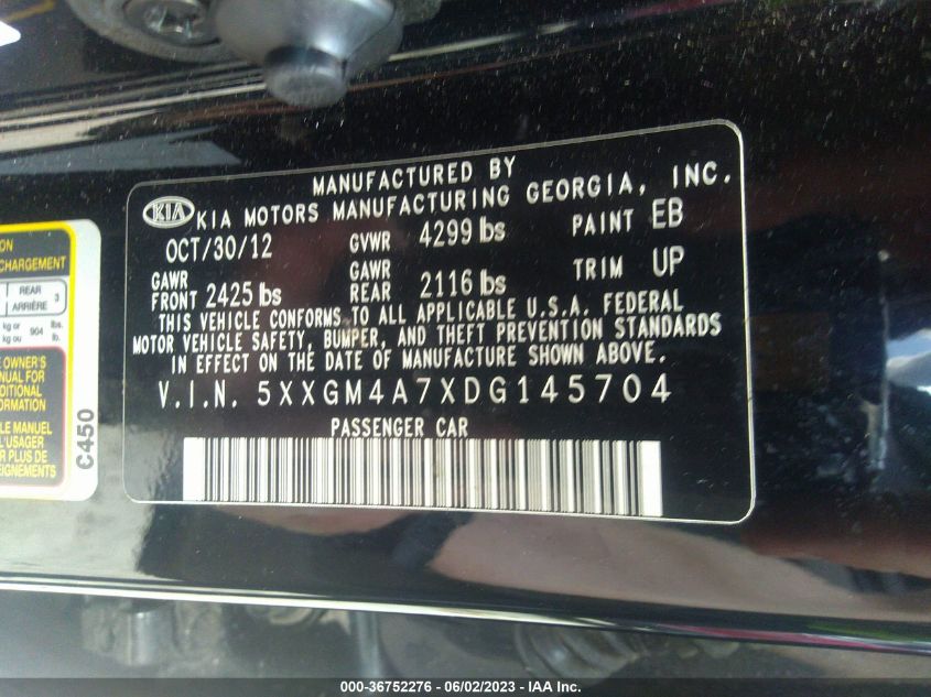 2013 KIA OPTIMA LX - 5XXGM4A7XDG145704