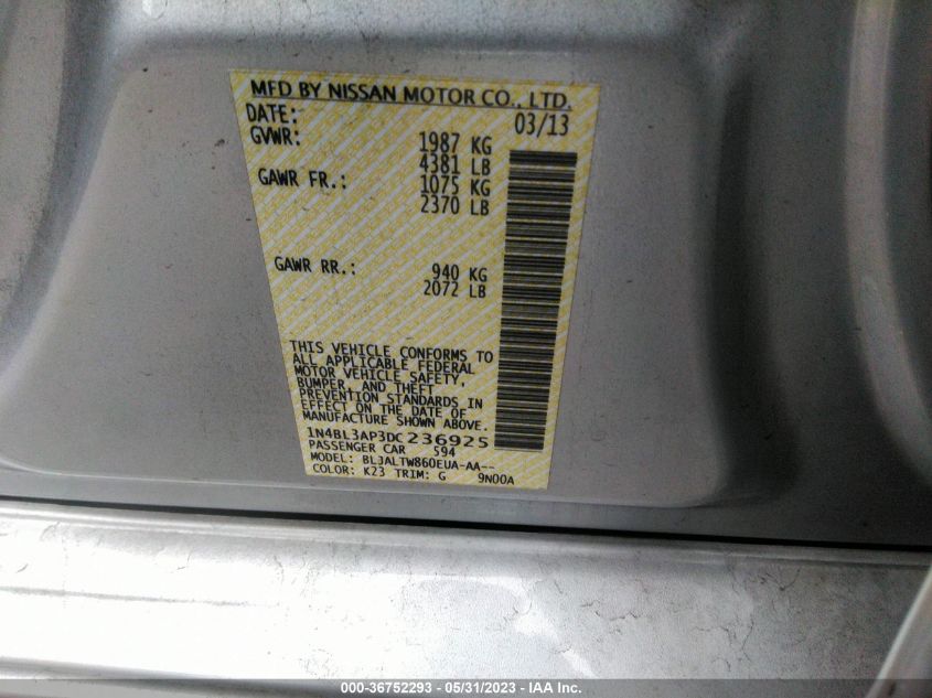 2013 NISSAN ALTIMA 3.5 SV - 1N4BL3AP3DC236925