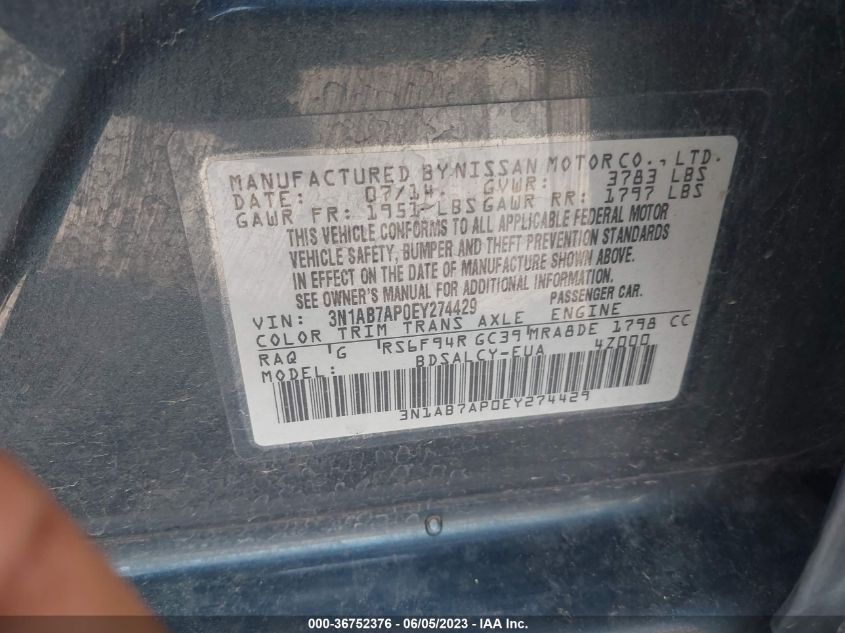 2014 NISSAN SENTRA S - 3N1AB7AP0EY274429