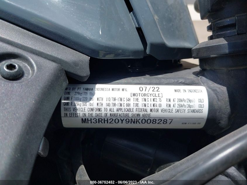 2022 YAMAHA MT-03 - MH3RH20Y9NK008287
