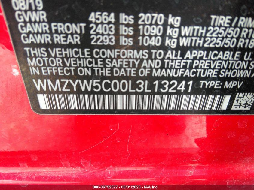 2020 MINI COUNTRYMAN COOPER WMZYW5C00L3L13241