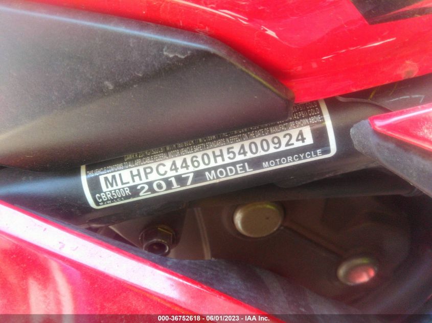2017 HONDA CBR500 R - MLHPC4460H5400924