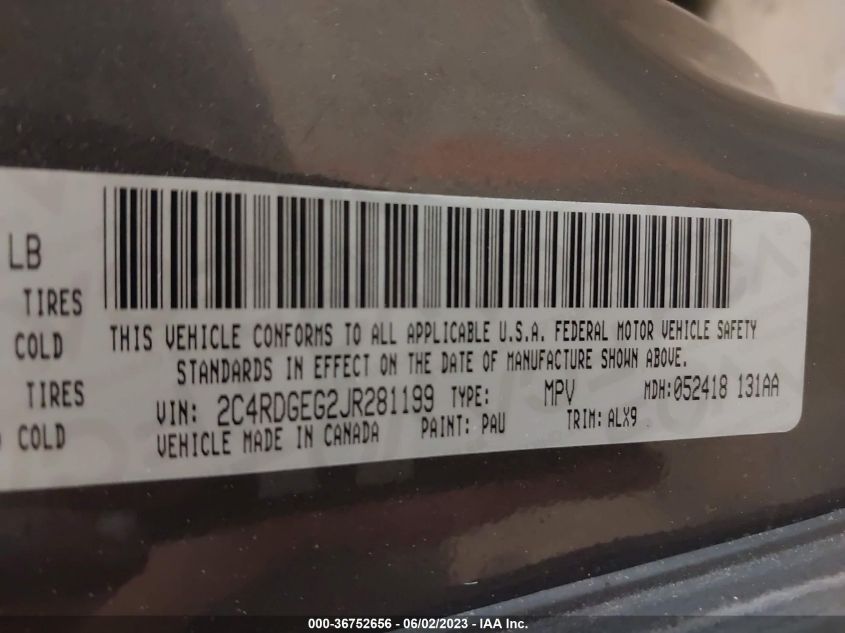 2018 DODGE GRAND CARAVAN GT - 2C4RDGEG2JR281199