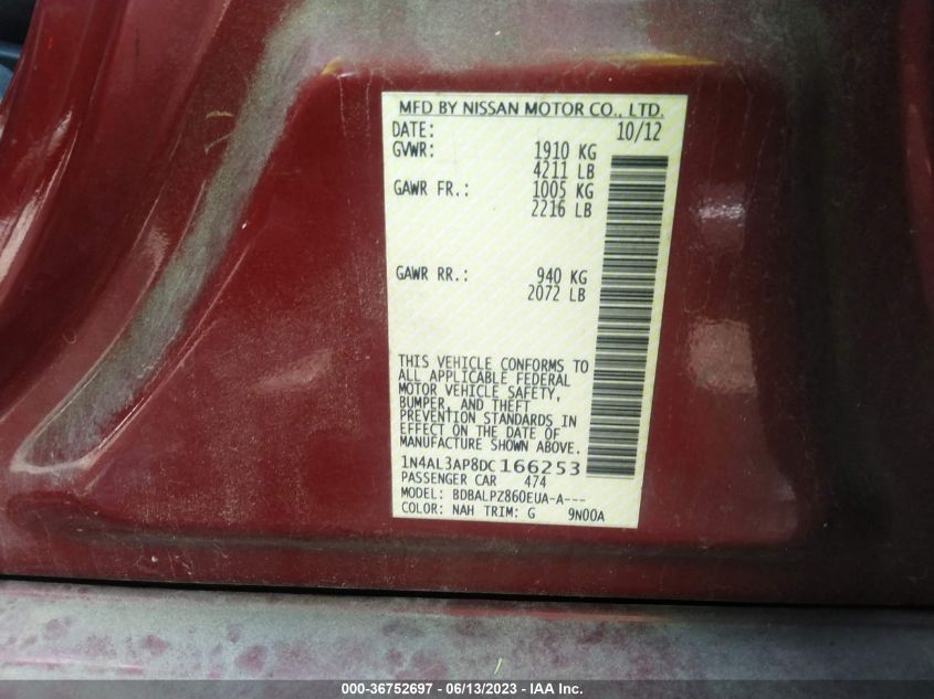 2013 NISSAN ALTIMA 2.5 - 1N4AL3AP8DC166253