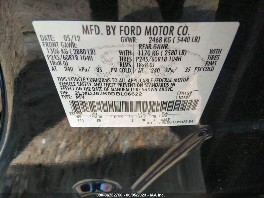 2013 LINCOLN MKX - 2LMDJ6JK9DDBL0662