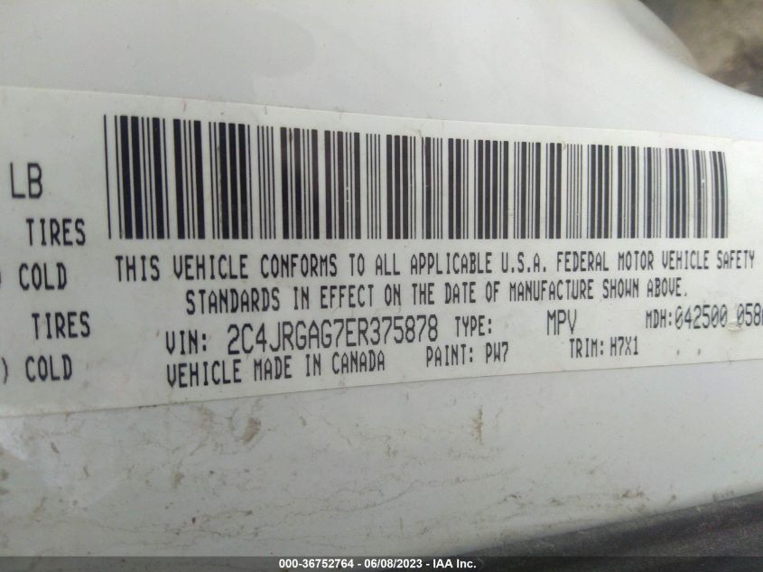 2014 RAM CARGO VAN TRADESMAN 2C4JRGAG7ER375878