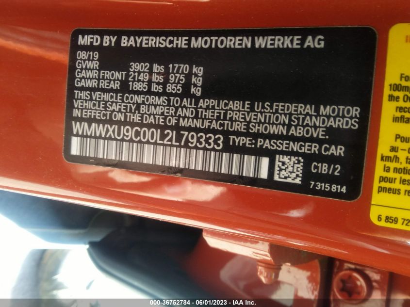2020 MINI HARDTOP 4 DOOR COOPER S - WMWXU9C00L2L79333