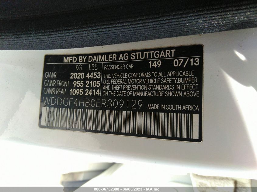 WDDGF4HB0ER309129 2014 MERCEDES-BENZ C-CLASS, photo no. 9