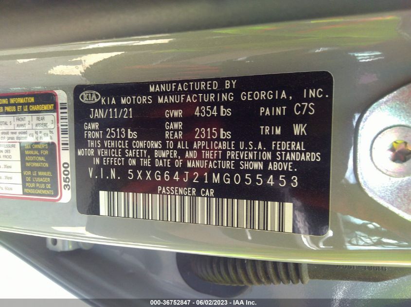 2021 KIA K5 GT-LINE - 5XXG64J21MG055453