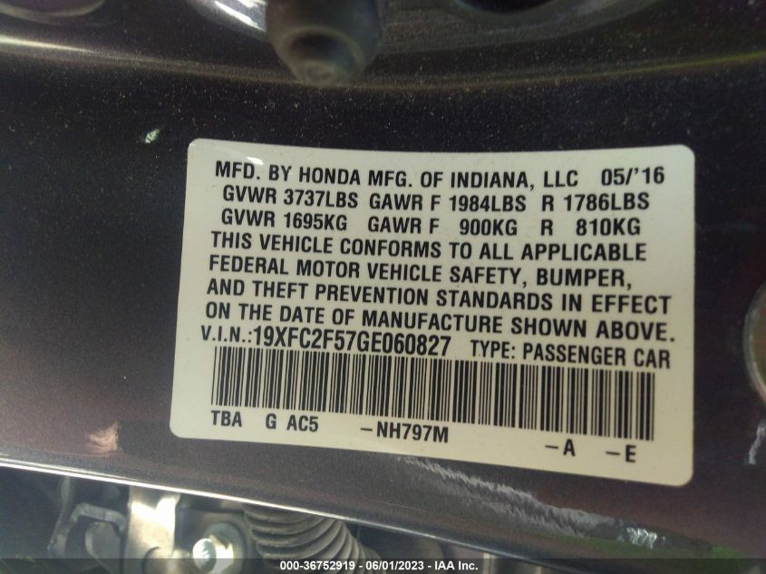 2016 HONDA CIVIC SEDAN LX - 19XFC2F57GE060827