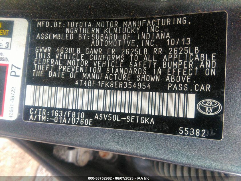 2014 TOYOTA CAMRY L/SE/LE/XLE - 4T4BF1FK8ER354954
