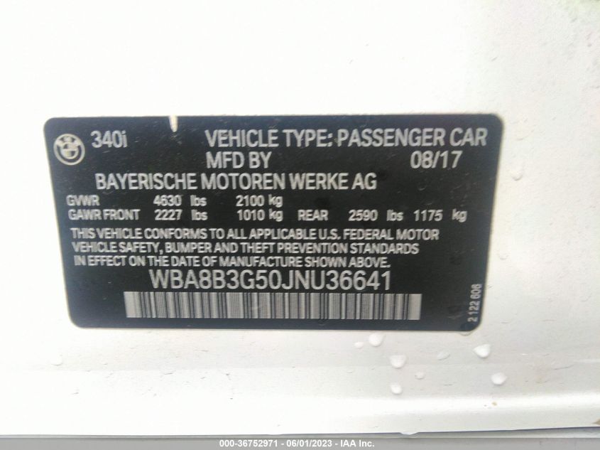 2018 BMW 3 SERIES 340I - WBA8B3G50JNU36641