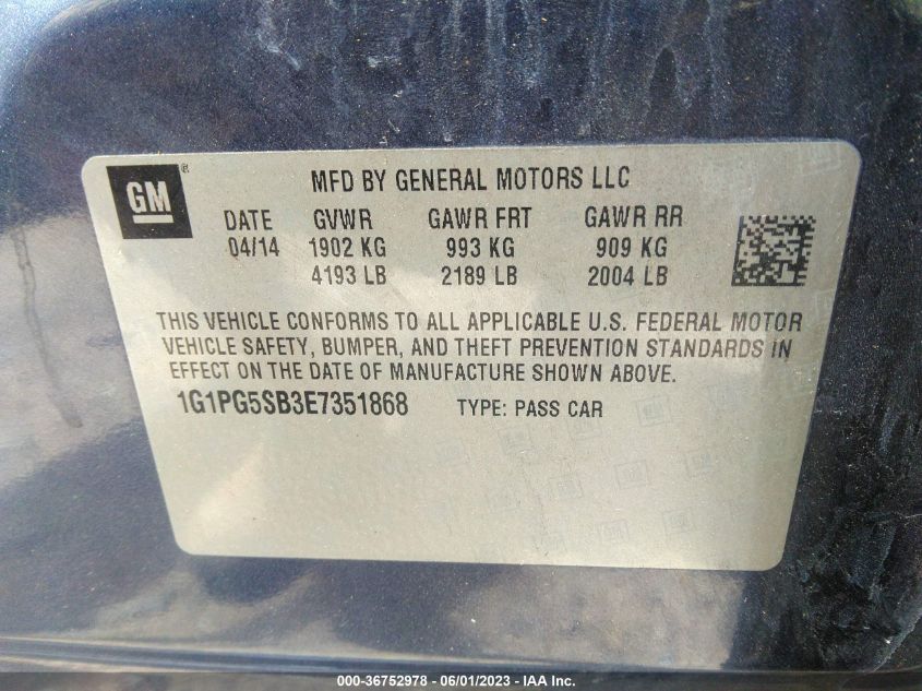 2014 CHEVROLET CRUZE LTZ - 1G1PG5SB3E7351868