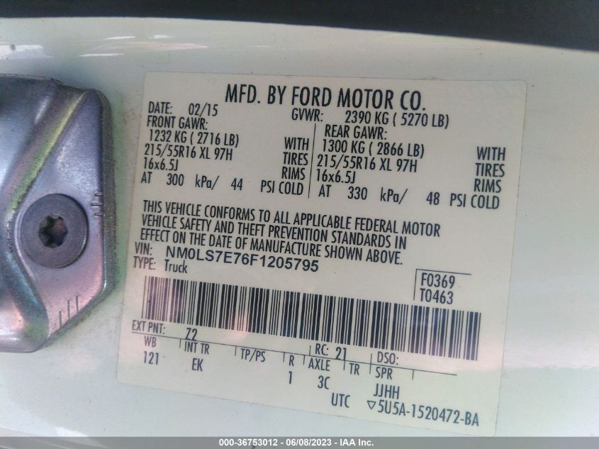 2015 FORD TRANSIT CONNECT XL - NM0LS7E76F1205795
