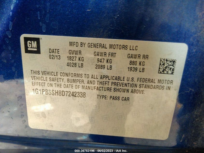 2013 CHEVROLET CRUZE LS - 1G1PB5SH8D7242338