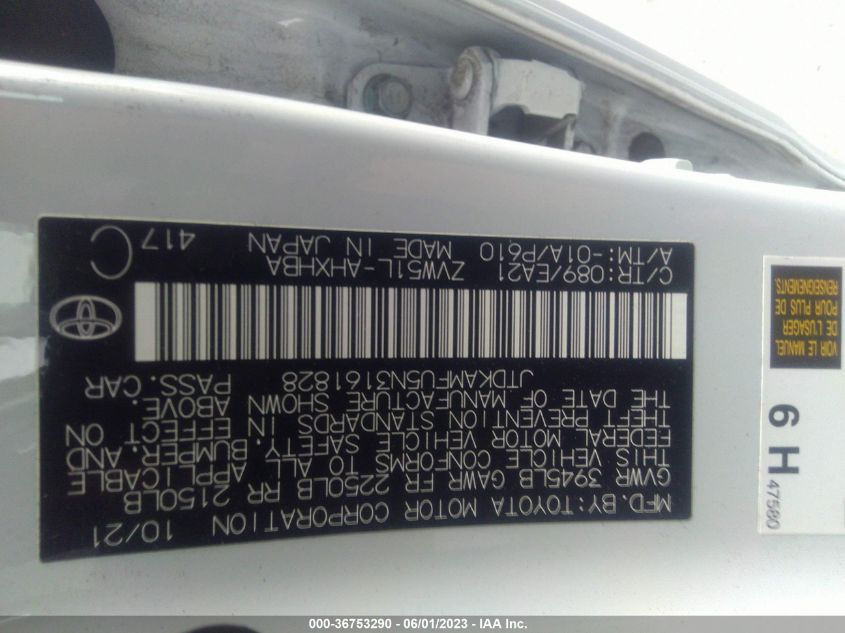 2022 TOYOTA PRIUS L - JTDKAMFU5N3161828