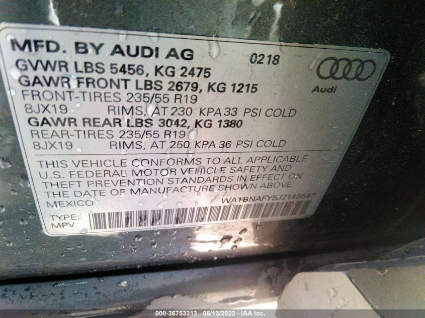 WA1BNAFY5J2145547 2018 AUDI Q5, photo no. 9