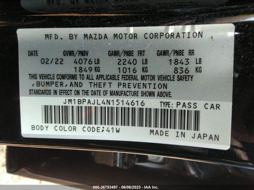 2022 MAZDA MAZDA3 HATCHBACK 2.5 S JM1BPAJL4N1514616